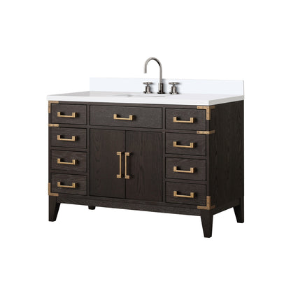 Laurel 48 in W x 22 in D Brown Oak Single Bath Vanity