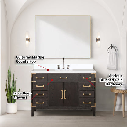 Laurel 48 in W x 22 in D Brown Oak Single Bath Vanity