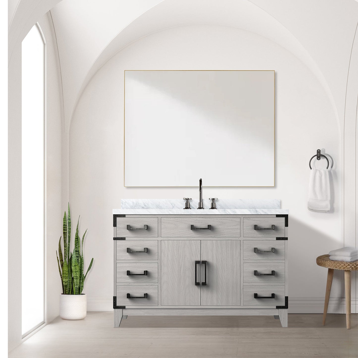 Laurel 48 in W x 22 in D White Oak Single Bath Vanity