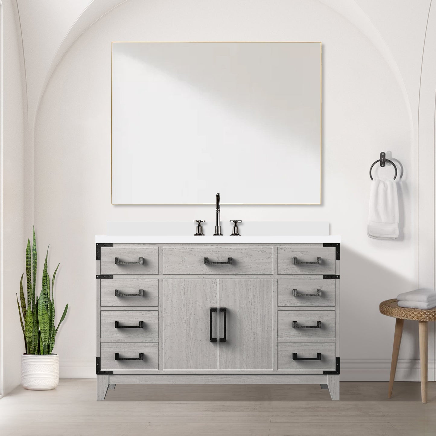 Laurel 48 in W x 22 in D White Oak Single Bath Vanity