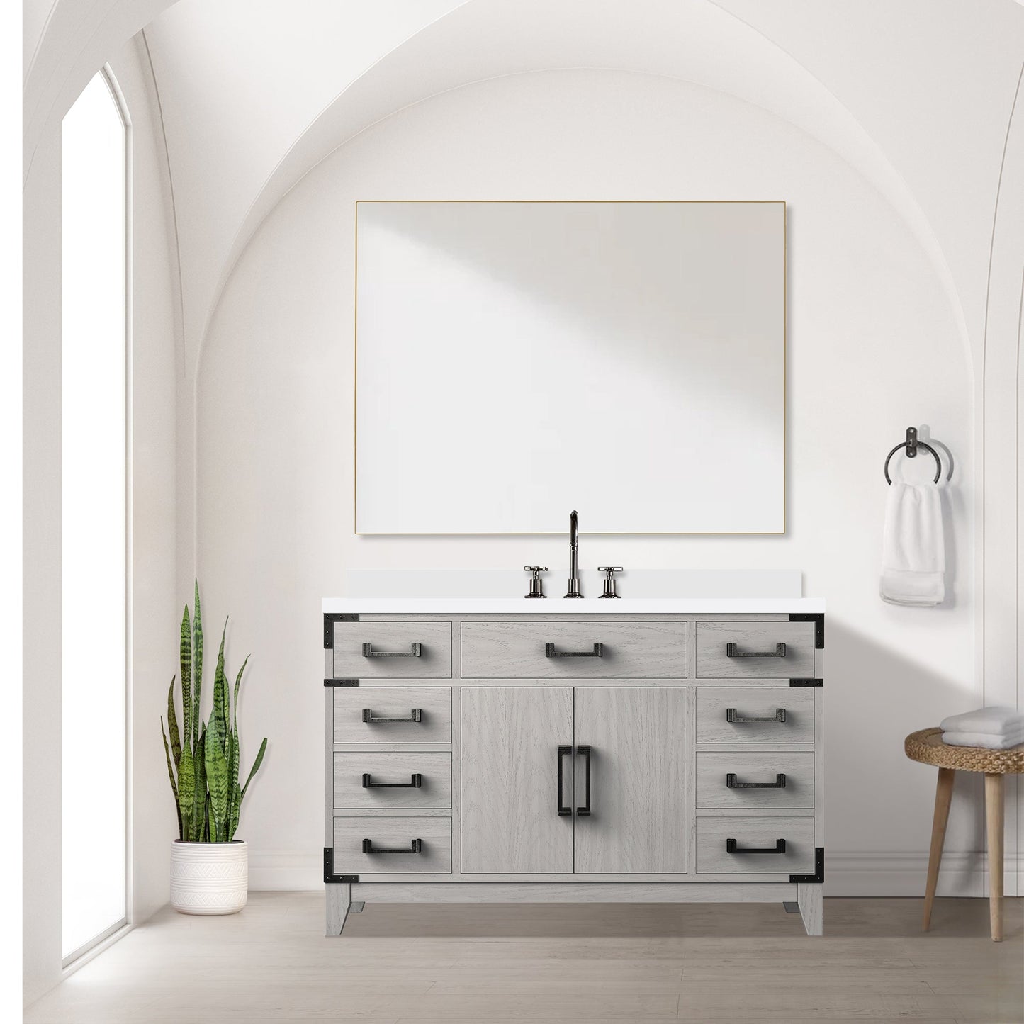 Laurel 48 in W x 22 in D White Oak Single Bath Vanity