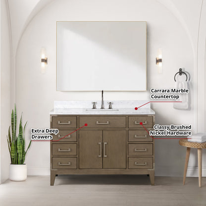 Laurel 48 in W x 22 in D Grey Oak Single Bath Vanity
