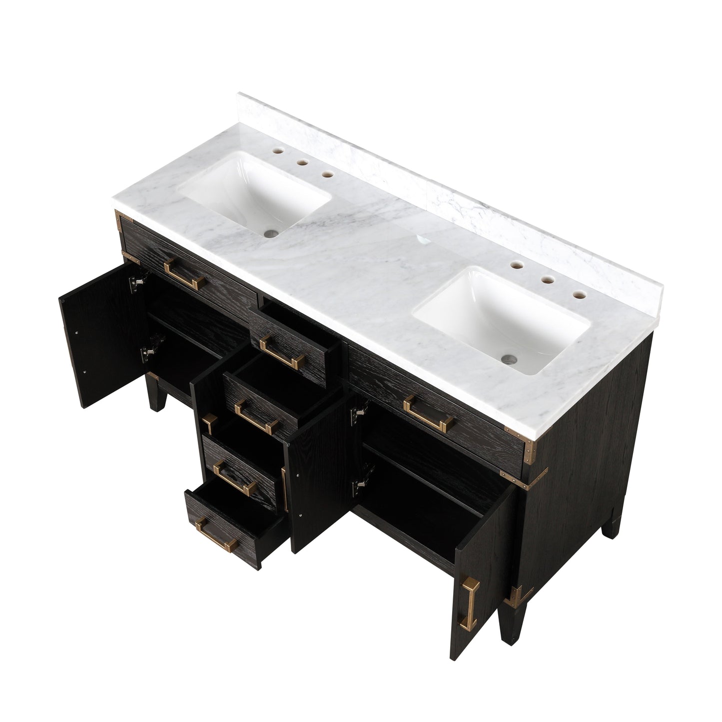 Laurel 60 in W x 22 in D Black Oak Double Bath Vanity