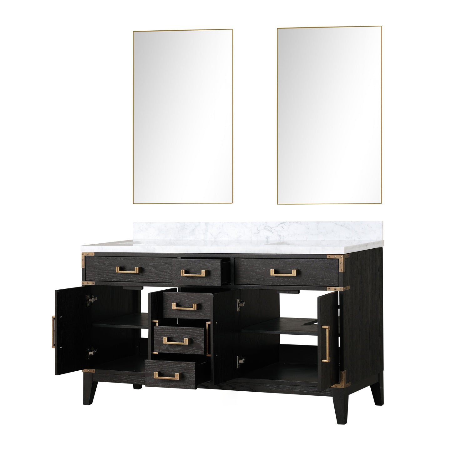 Laurel 60 in W x 22 in D Black Oak Double Bath Vanity