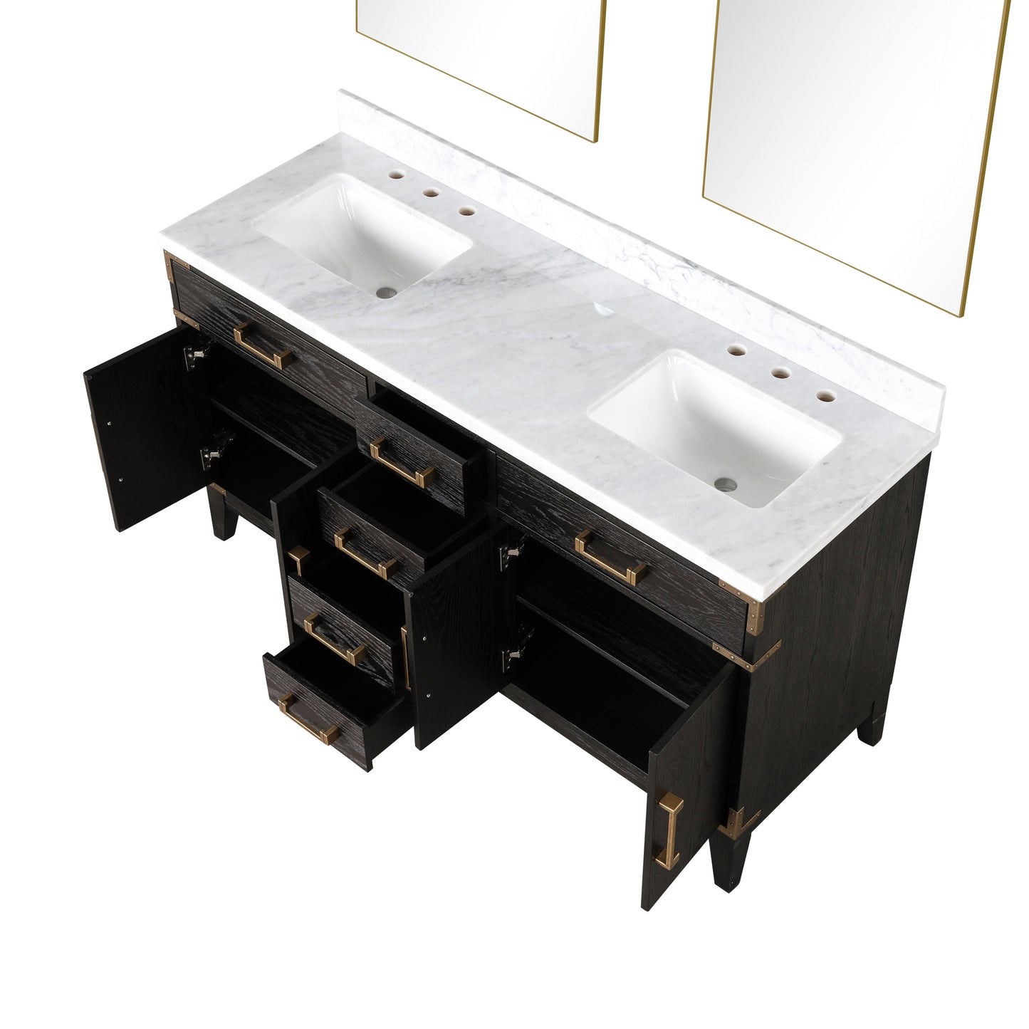 Laurel 60 in W x 22 in D Black Oak Double Bath Vanity