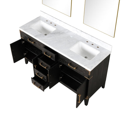 Laurel 60 in W x 22 in D Black Oak Double Bath Vanity
