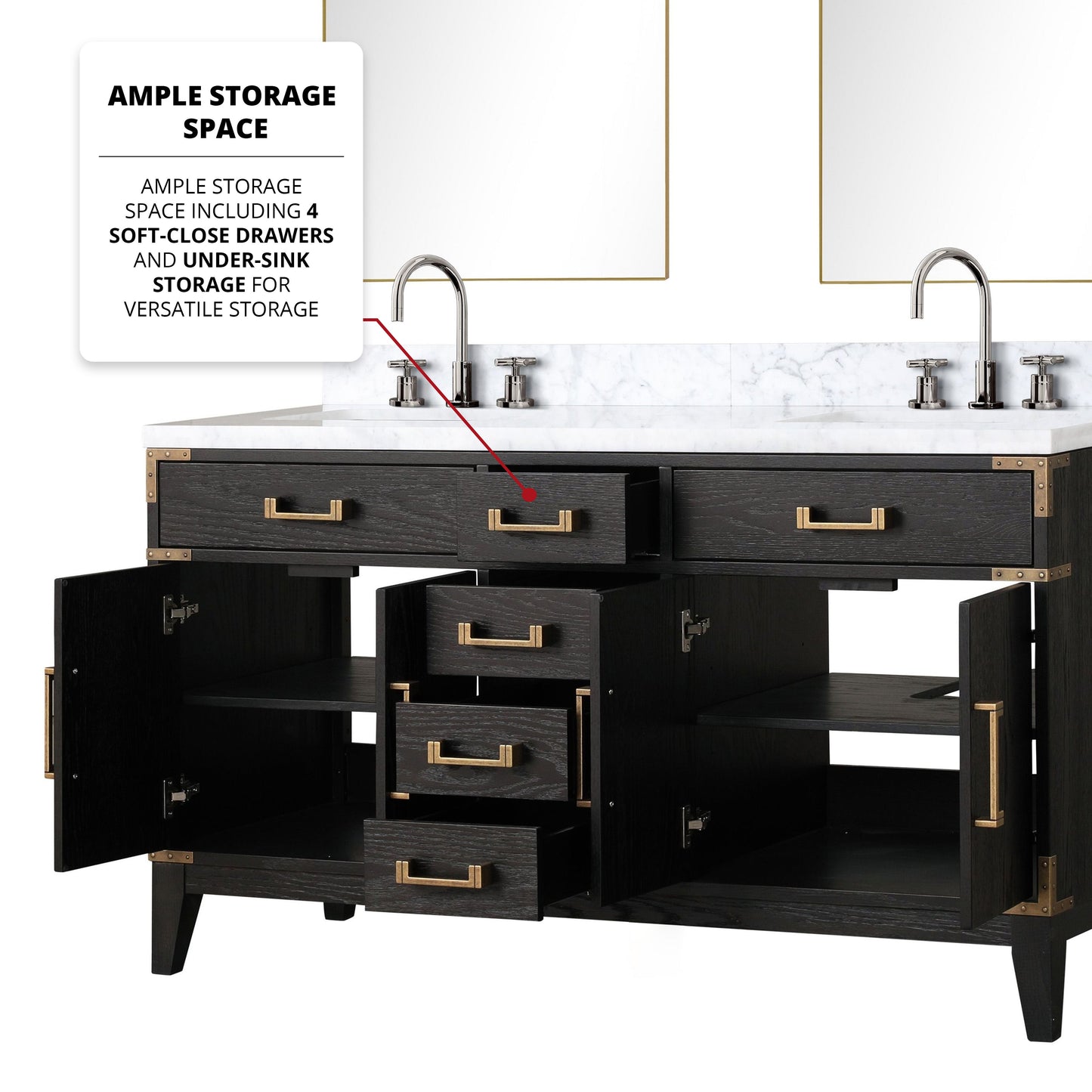 Laurel 60 in W x 22 in D Black Oak Double Bath Vanity