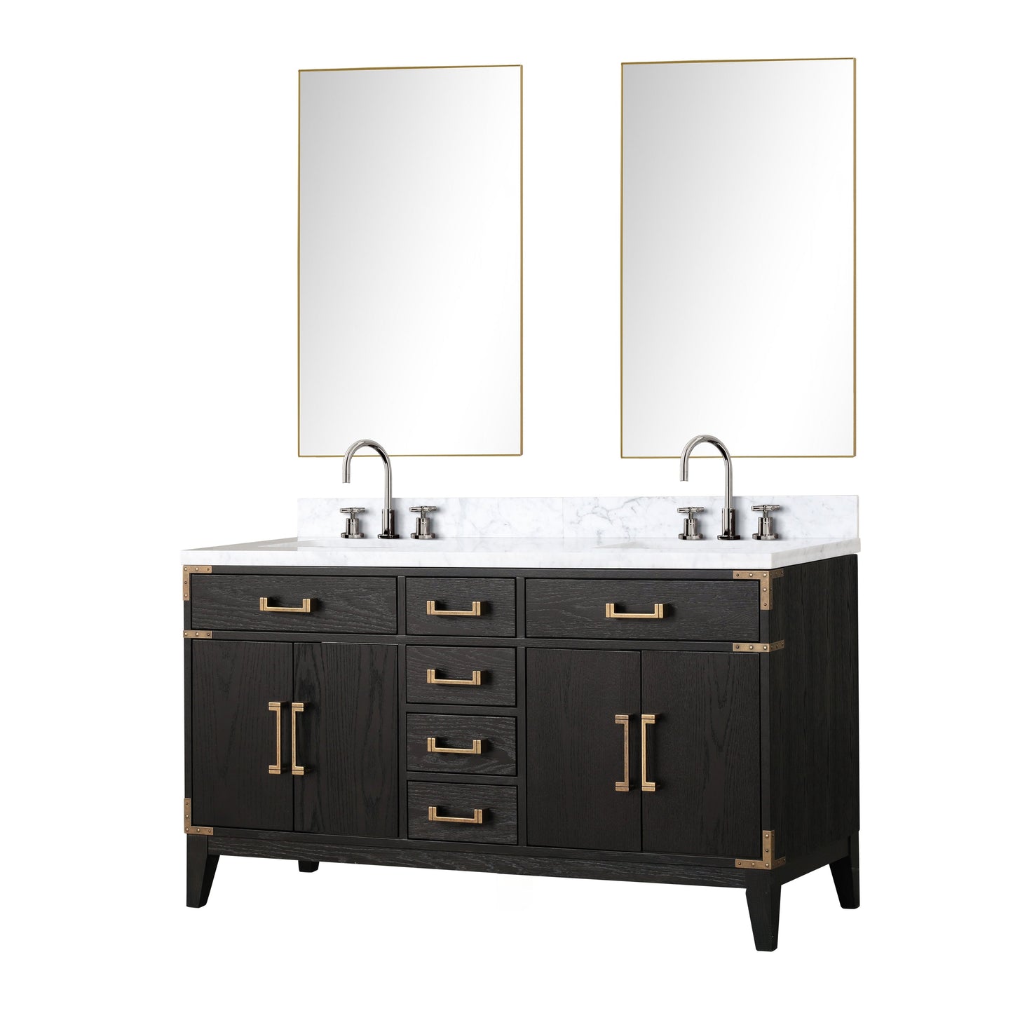 Laurel 60 in W x 22 in D Black Oak Double Bath Vanity