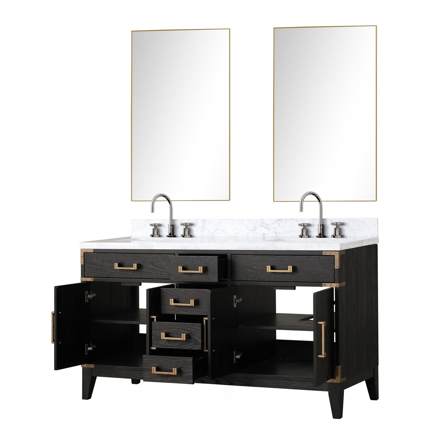 Laurel 60 in W x 22 in D Black Oak Double Bath Vanity