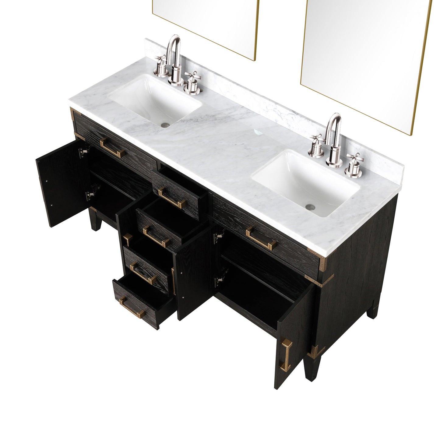 Laurel 60 in W x 22 in D Black Oak Double Bath Vanity