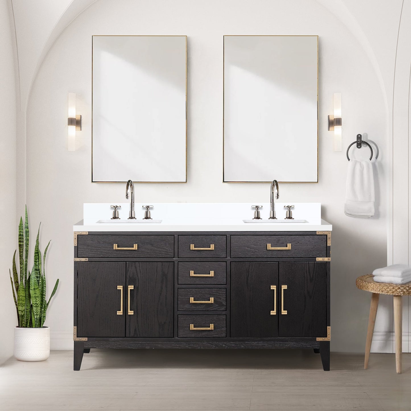 Laurel 60 in W x 22 in D Black Oak Double Bath Vanity