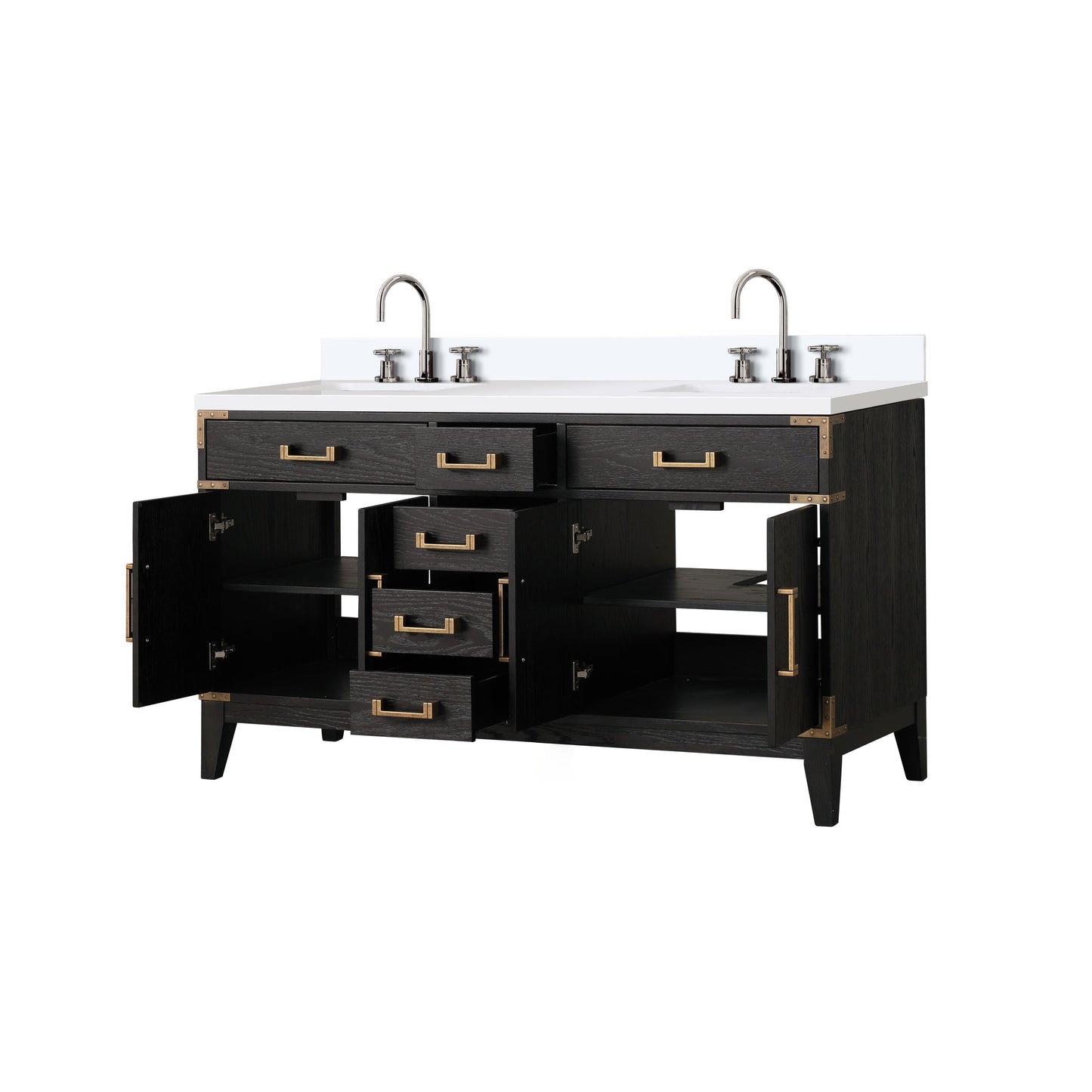 Laurel 60 in W x 22 in D Black Oak Double Bath Vanity