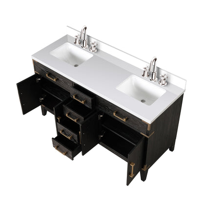 Laurel 60 in W x 22 in D Black Oak Double Bath Vanity