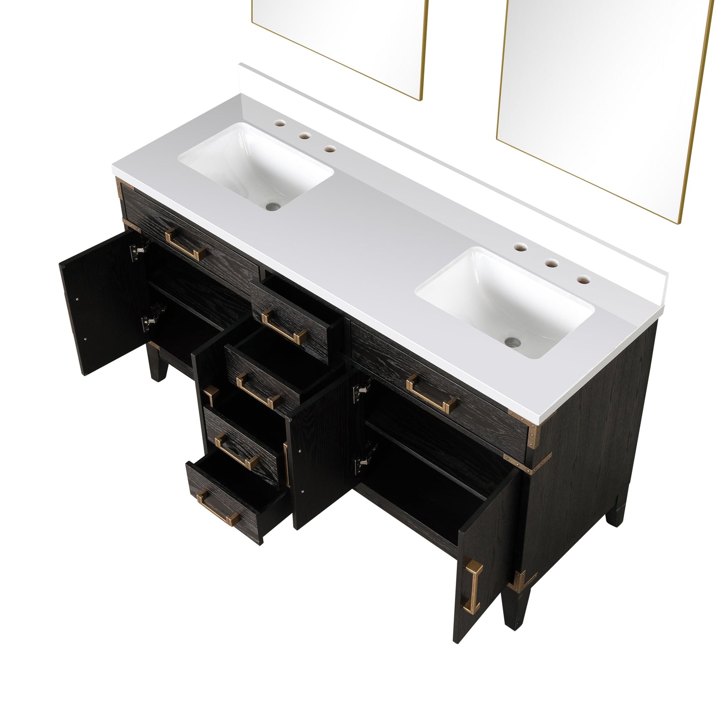 Laurel 60 in W x 22 in D Black Oak Double Bath Vanity