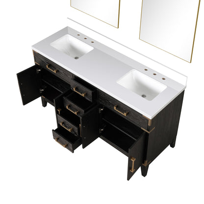 Laurel 60 in W x 22 in D Black Oak Double Bath Vanity