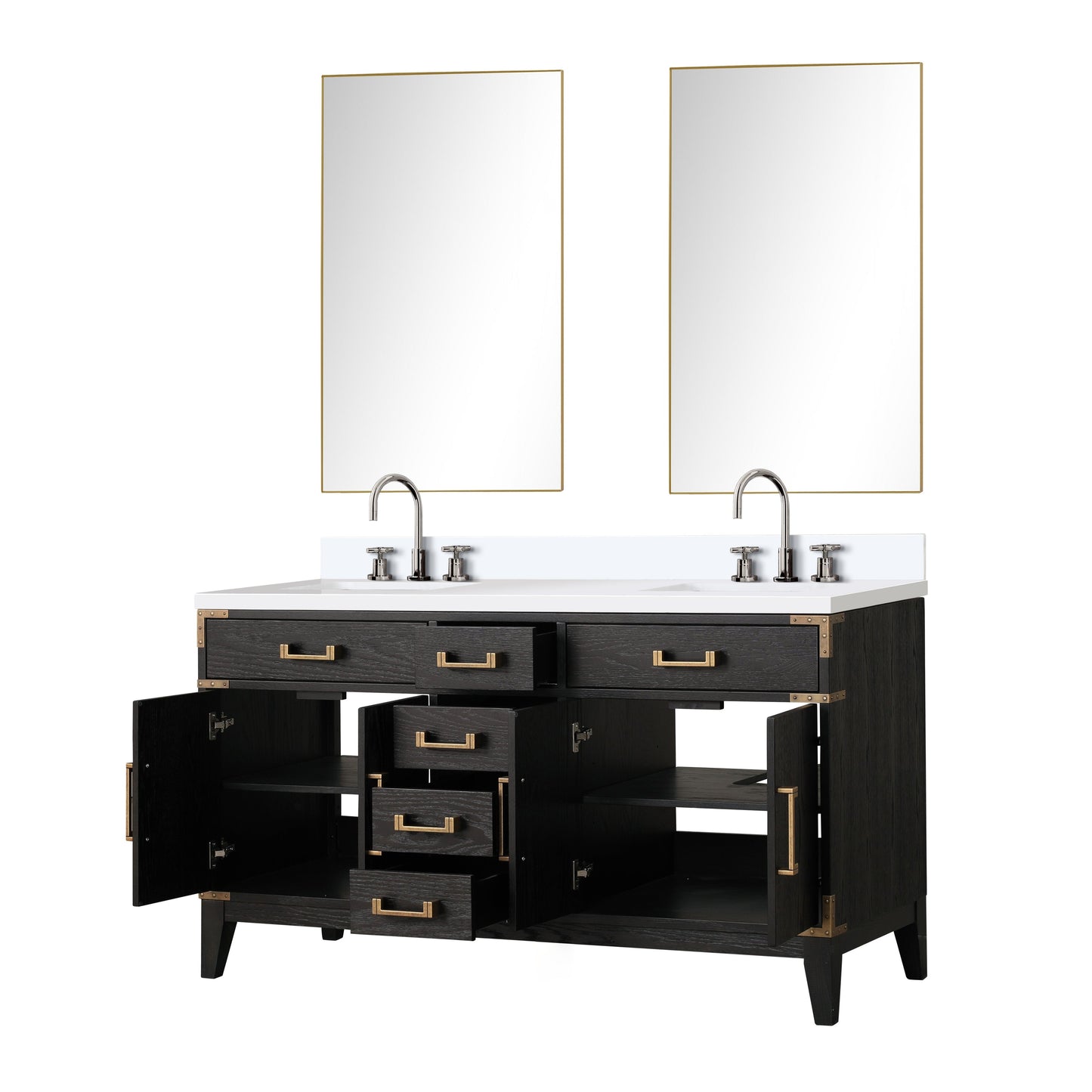 Laurel 60 in W x 22 in D Black Oak Double Bath Vanity