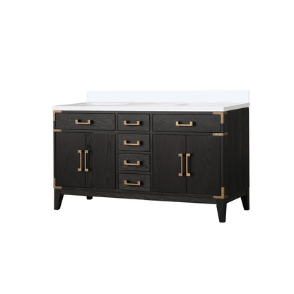 Laurel 60 in W x 22 in D Black Oak Double Bath Vanity