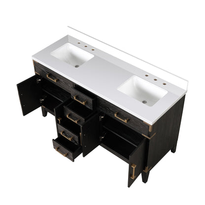 Laurel 60 in W x 22 in D Black Oak Double Bath Vanity