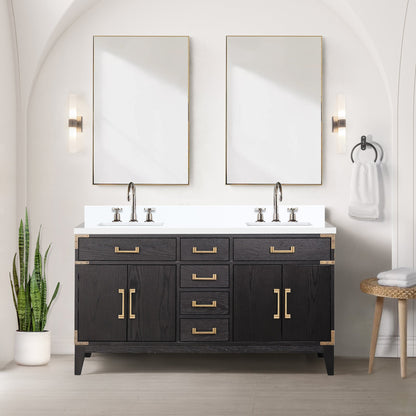 Laurel 60 in W x 22 in D Black Oak Double Bath Vanity