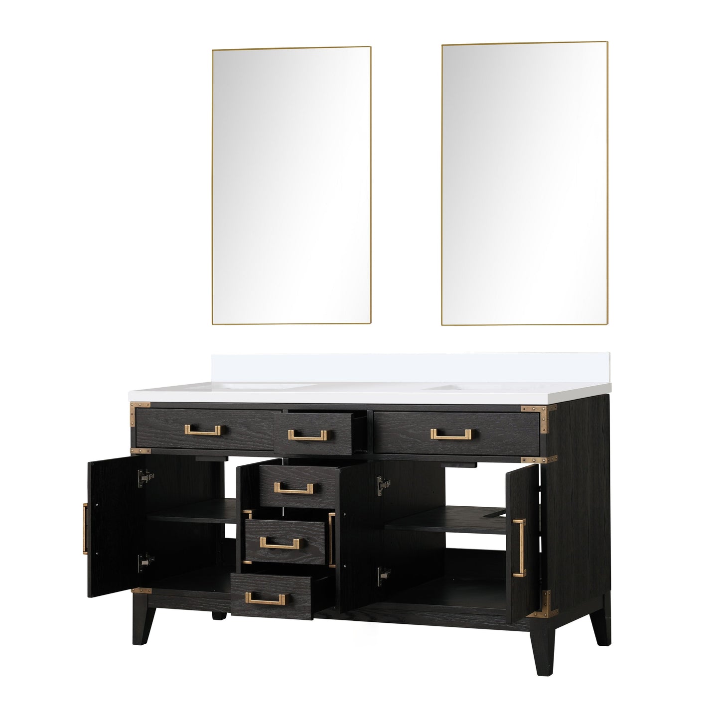 Laurel 60 in W x 22 in D Black Oak Double Bath Vanity