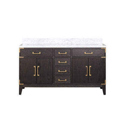 Laurel 60 in W x 22 in D Brown Oak Double Bath Vanity