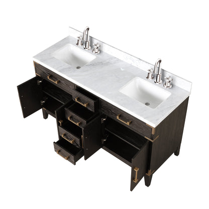 Laurel 60 in W x 22 in D Brown Oak Double Bath Vanity
