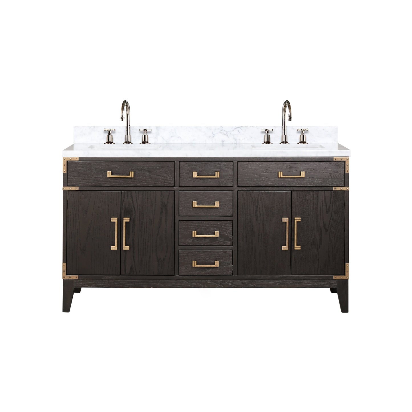 Laurel 60 in W x 22 in D Brown Oak Double Bath Vanity