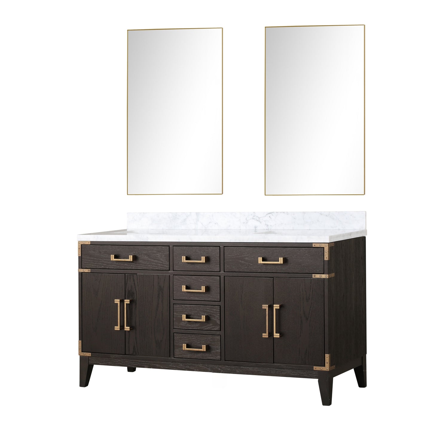 Laurel 60 in W x 22 in D Brown Oak Double Bath Vanity