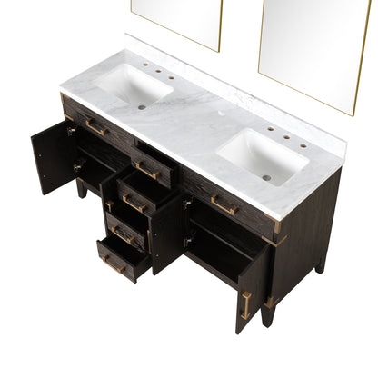 Laurel 60 in W x 22 in D Brown Oak Double Bath Vanity