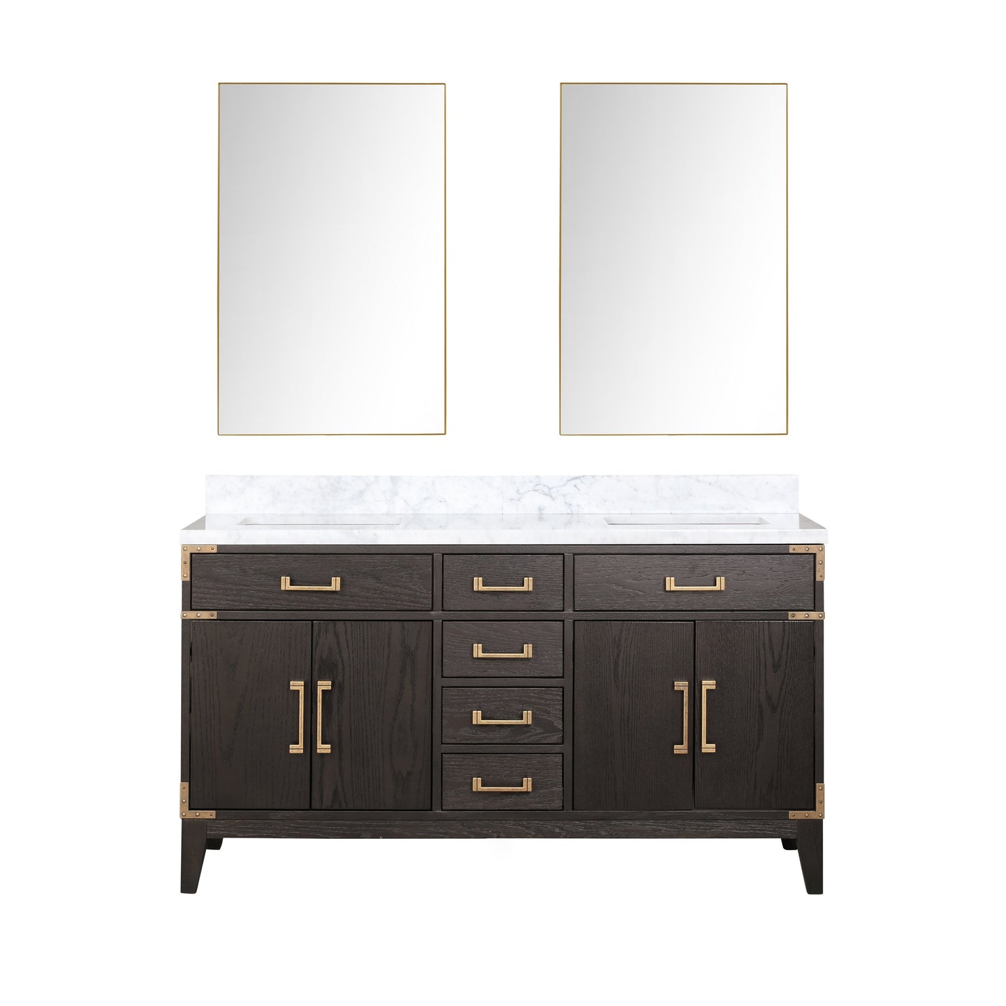 Laurel 60 in W x 22 in D Brown Oak Double Bath Vanity