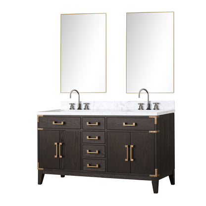 Laurel 60 in W x 22 in D Brown Oak Double Bath Vanity
