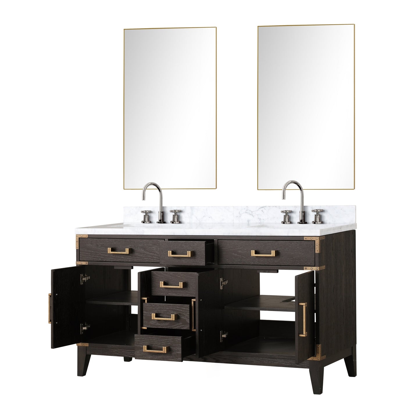 Laurel 60 in W x 22 in D Brown Oak Double Bath Vanity