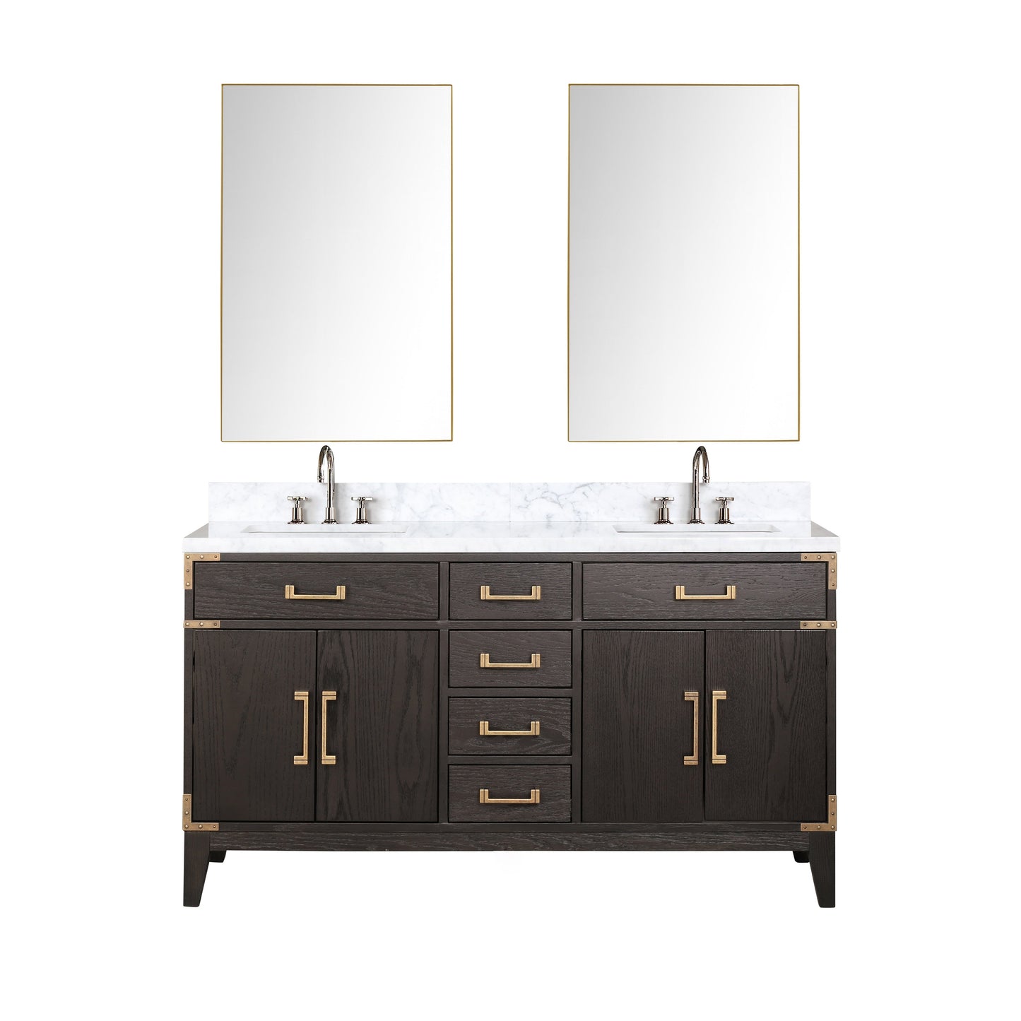 Laurel 60 in W x 22 in D Brown Oak Double Bath Vanity