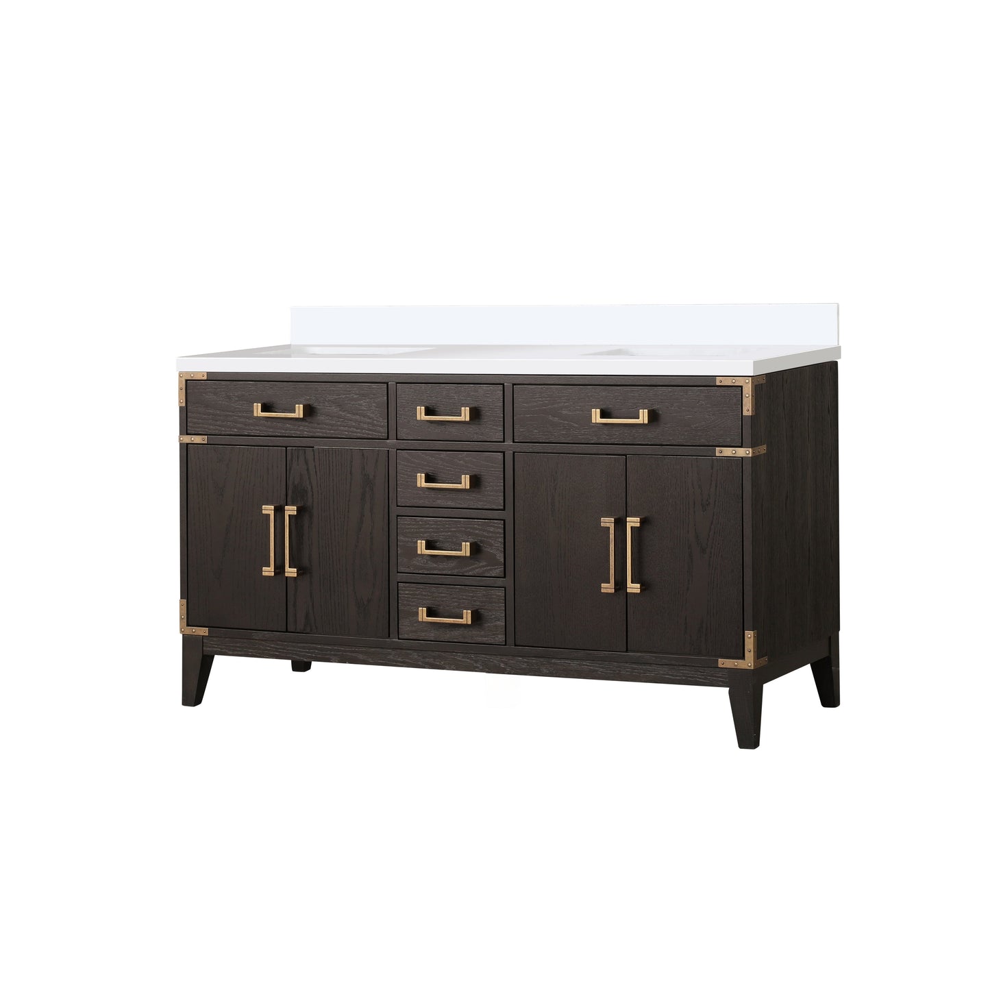 Laurel 60 in W x 22 in D Brown Oak Double Bath Vanity