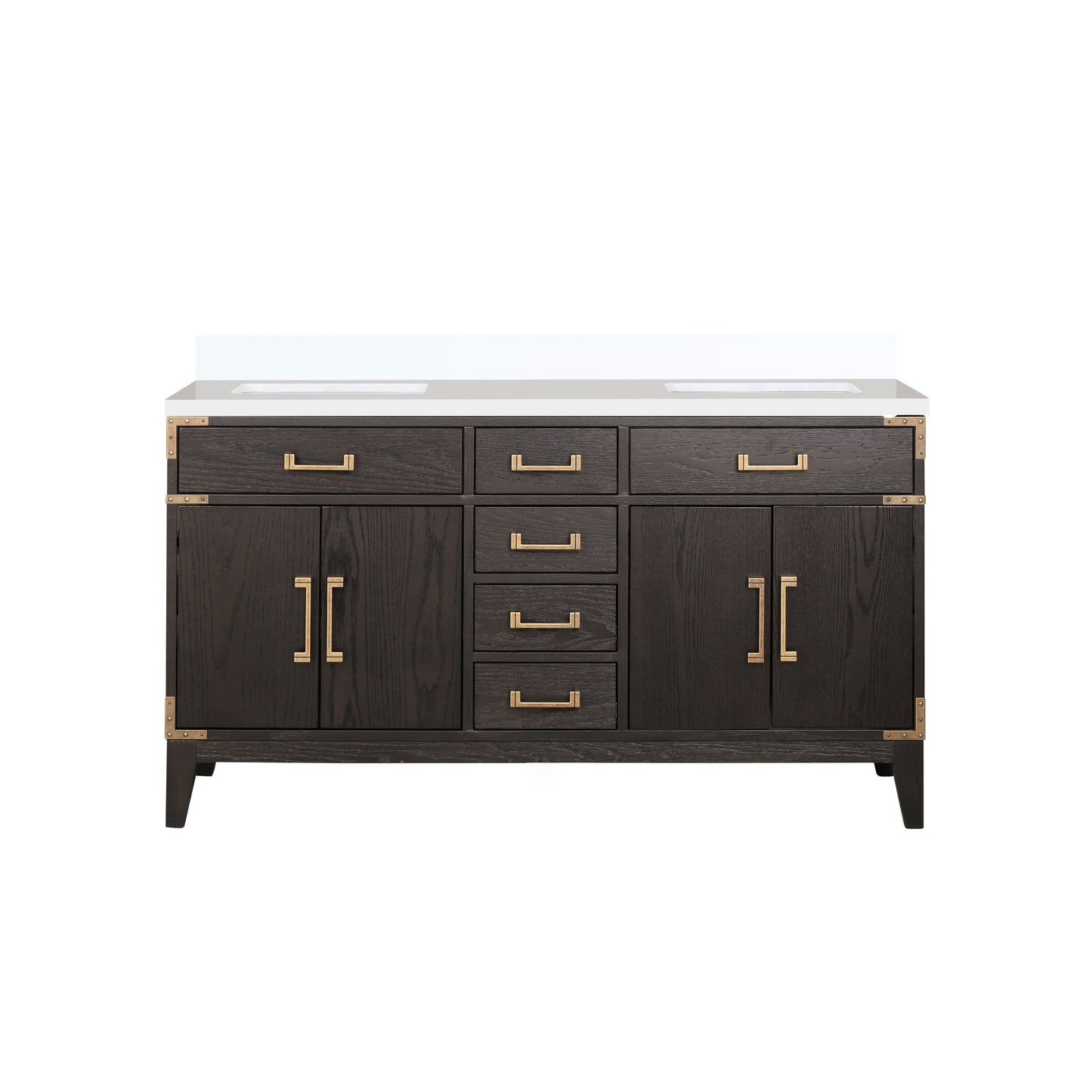 Laurel 60 in W x 22 in D Brown Oak Double Bath Vanity