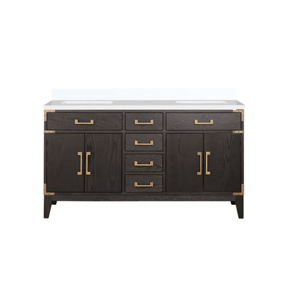 Laurel 60 in W x 22 in D Brown Oak Double Bath Vanity