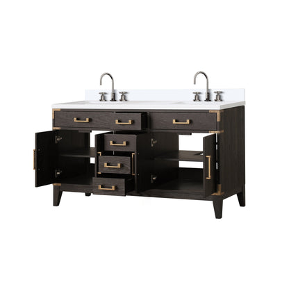 Laurel 60 in W x 22 in D Brown Oak Double Bath Vanity