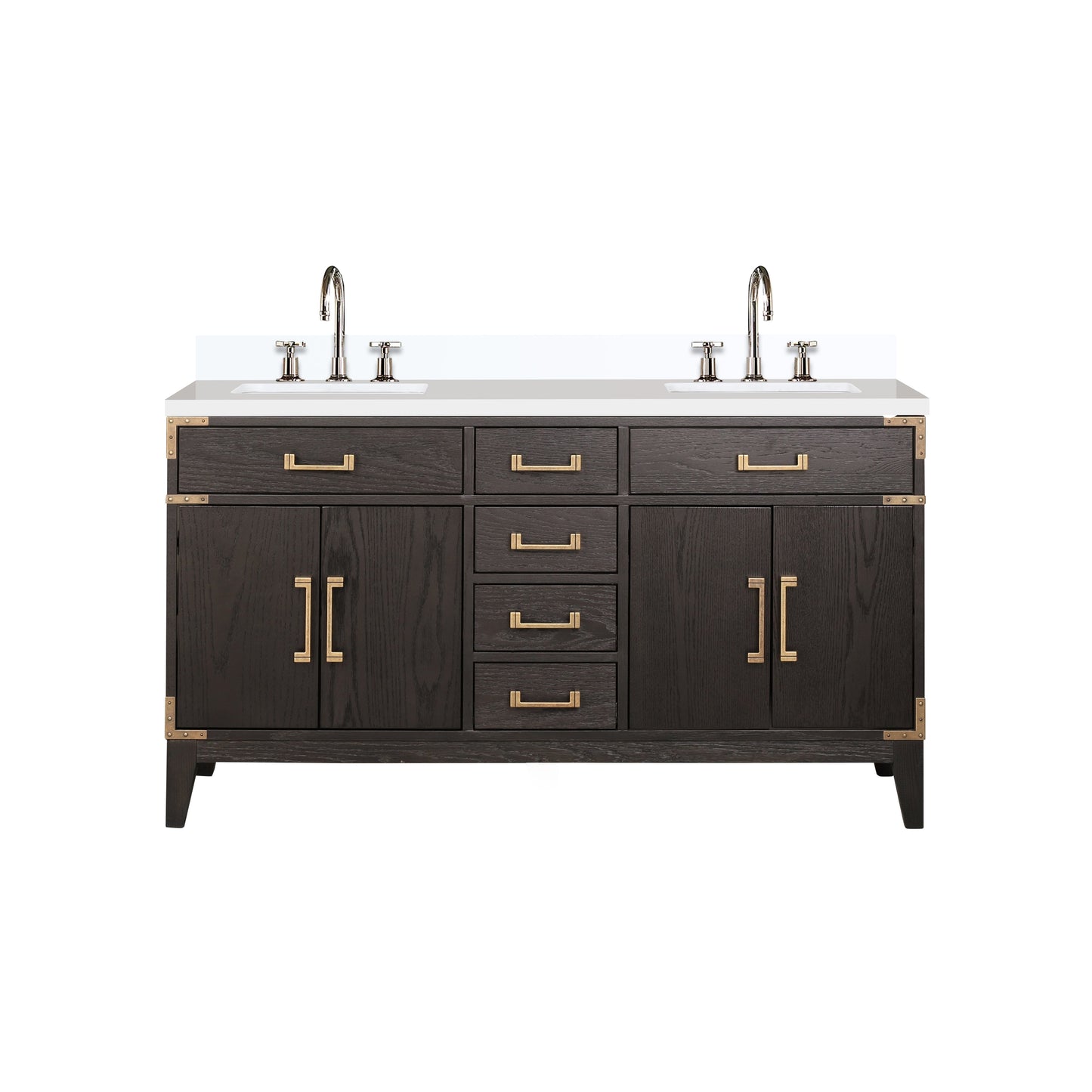 Laurel 60 in W x 22 in D Brown Oak Double Bath Vanity