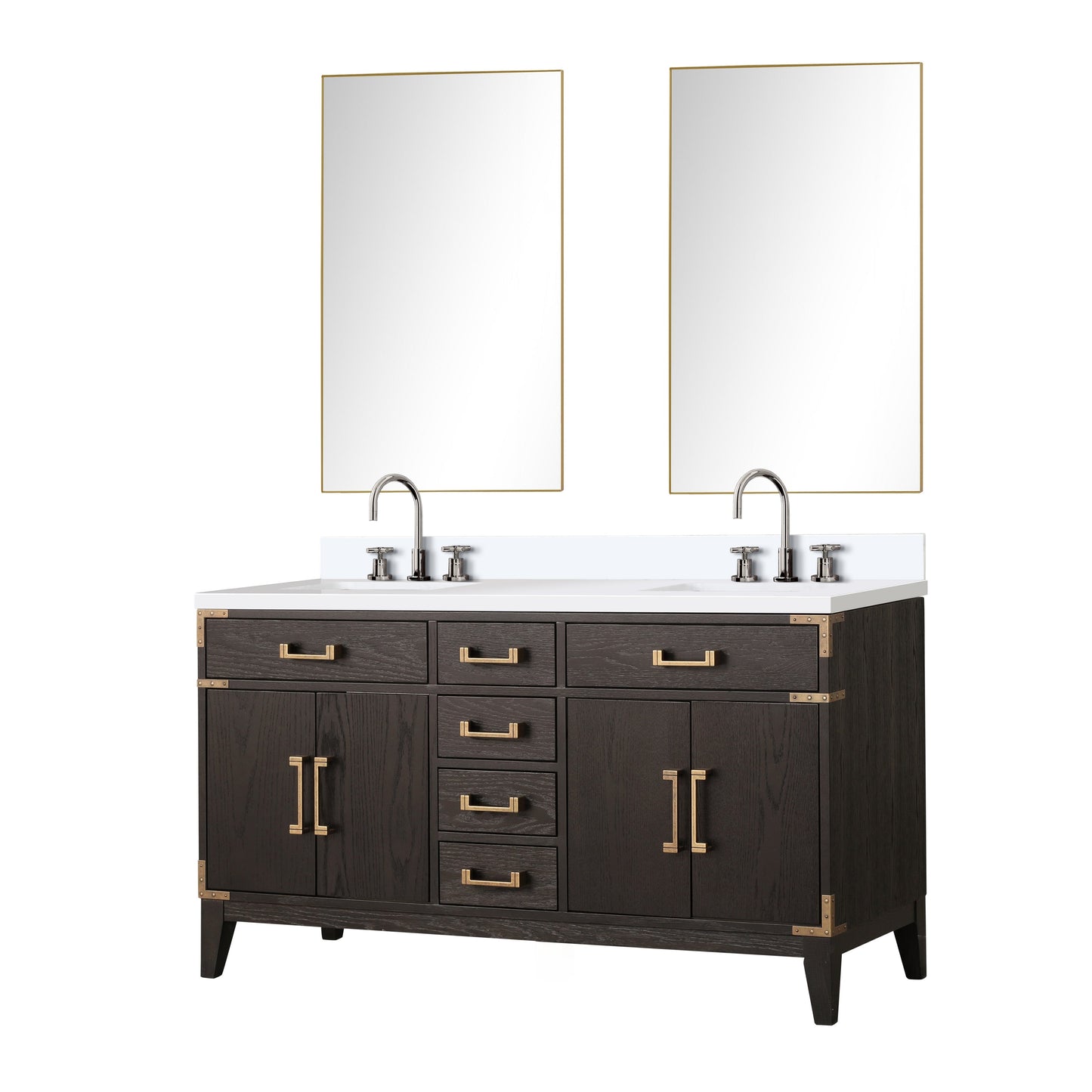 Laurel 60 in W x 22 in D Brown Oak Double Bath Vanity