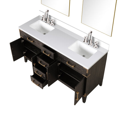 Laurel 60 in W x 22 in D Brown Oak Double Bath Vanity