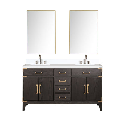 Laurel 60 in W x 22 in D Brown Oak Double Bath Vanity