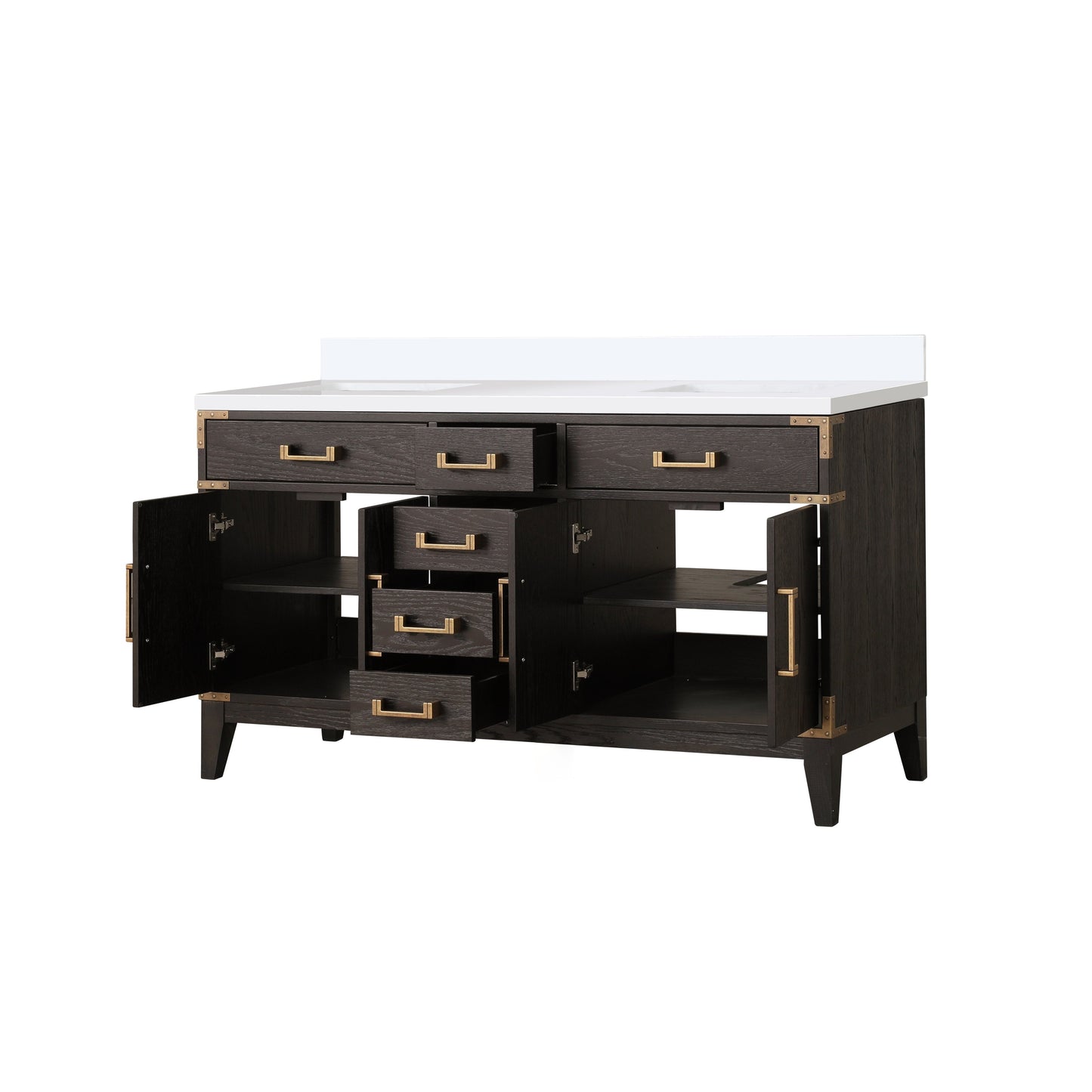 Laurel 60 in W x 22 in D Brown Oak Double Bath Vanity