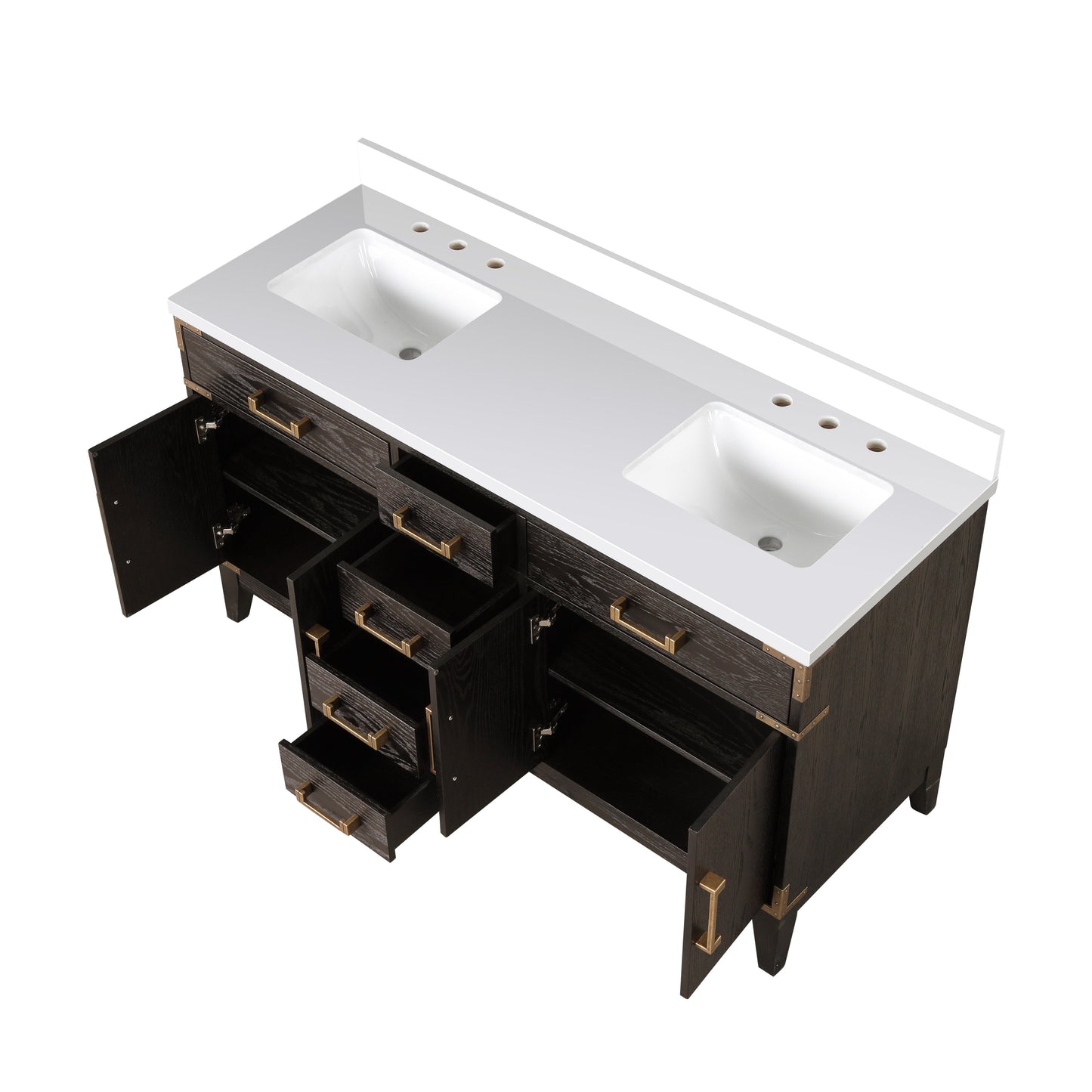 Laurel 60 in W x 22 in D Brown Oak Double Bath Vanity