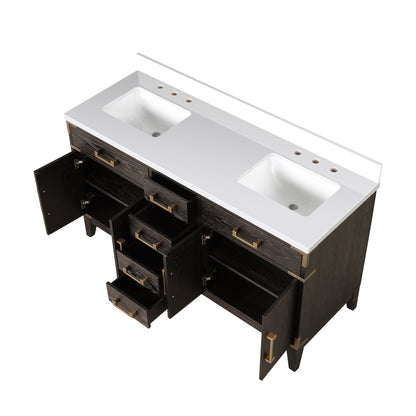 Laurel 60 in W x 22 in D Brown Oak Double Bath Vanity