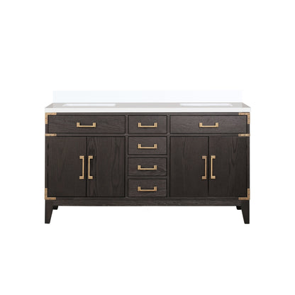 Laurel 60 in W x 22 in D Brown Oak Double Bath Vanity