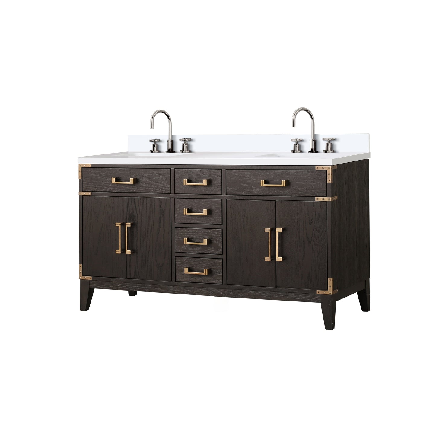 Laurel 60 in W x 22 in D Brown Oak Double Bath Vanity