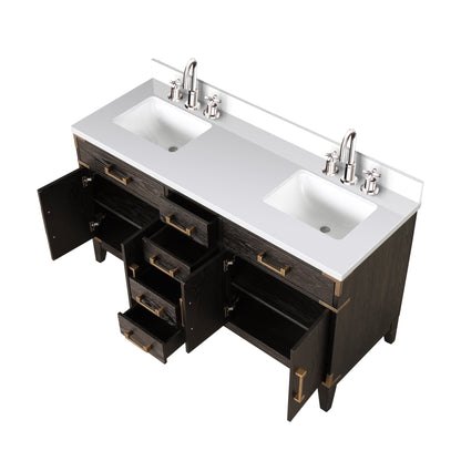 Laurel 60 in W x 22 in D Brown Oak Double Bath Vanity