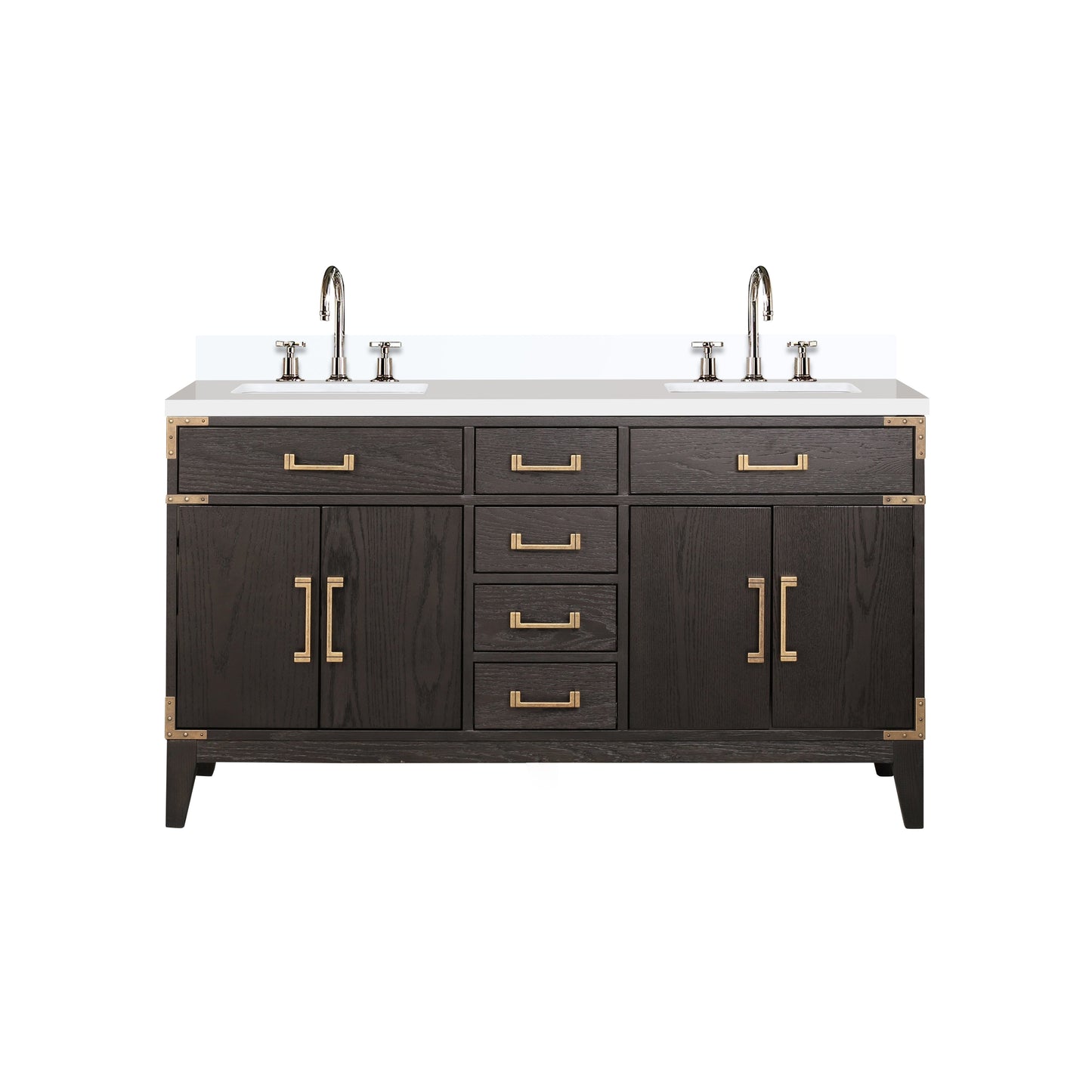 Laurel 60 in W x 22 in D Brown Oak Double Bath Vanity