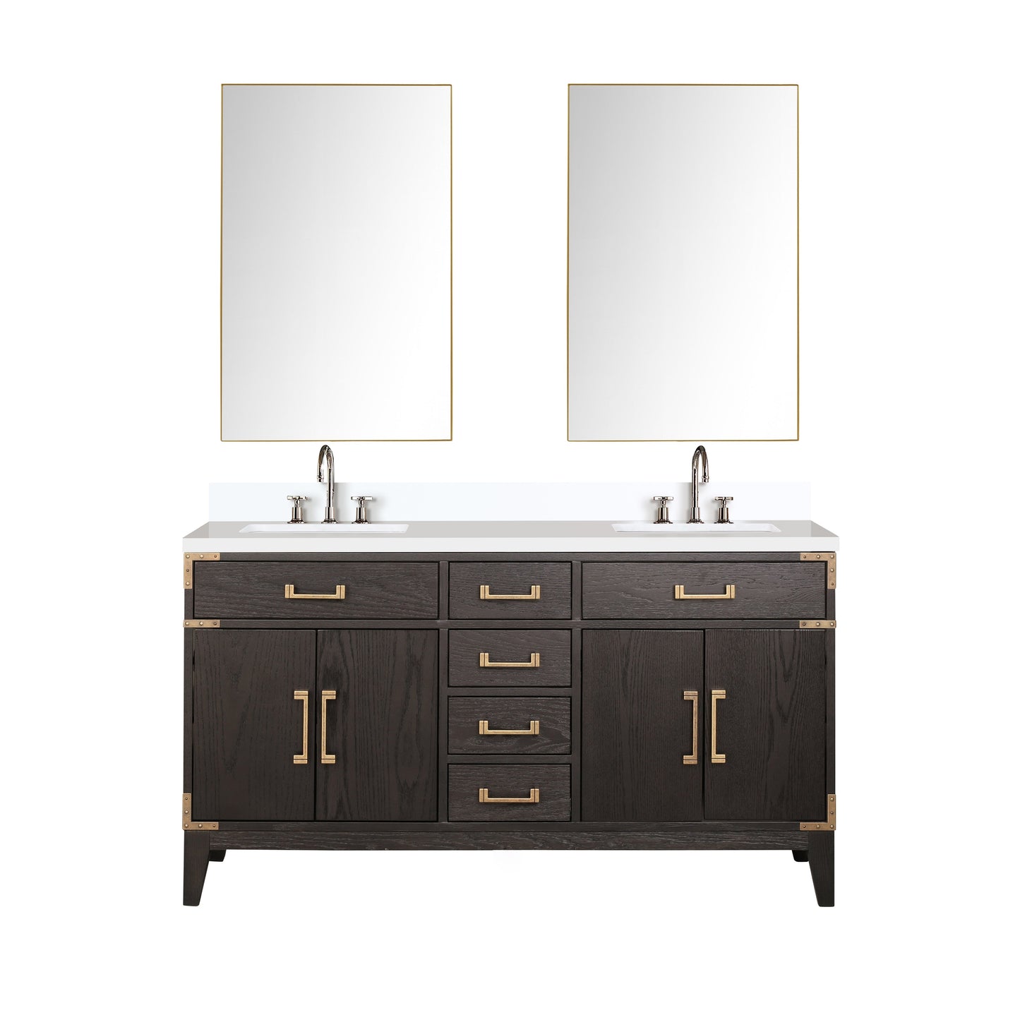 Laurel 60 in W x 22 in D Brown Oak Double Bath Vanity