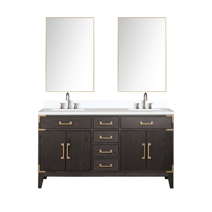 Laurel 60 in W x 22 in D Brown Oak Double Bath Vanity